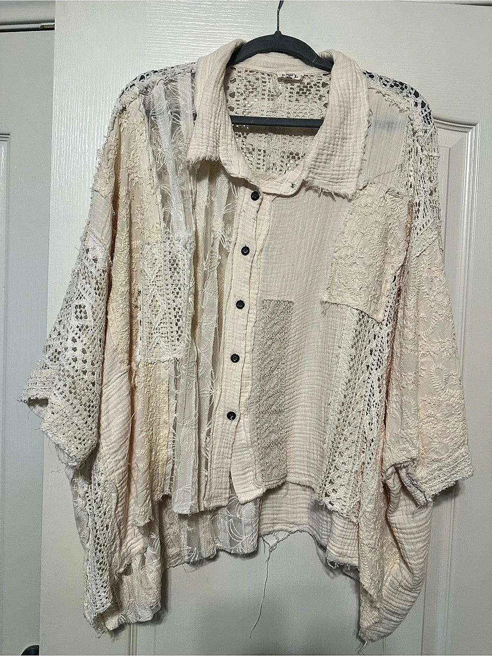 POL Cream Lace Embroidered Blouse
